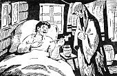 Старик вынул из трубки чубук и говорит: — Ну, кума, если ты такая мудрая, то попробуй войти в чубук. Смерть залезла в чубук. А дед заткнул его с обеих сторон соломой...
Старик вынул из трубки чубук и говорит: — Ну, кума, если ты такая мудрая, то попробуй войти в чубук. Смерть залезла в чубук. А дед заткнул его с обеих сторон соломой...